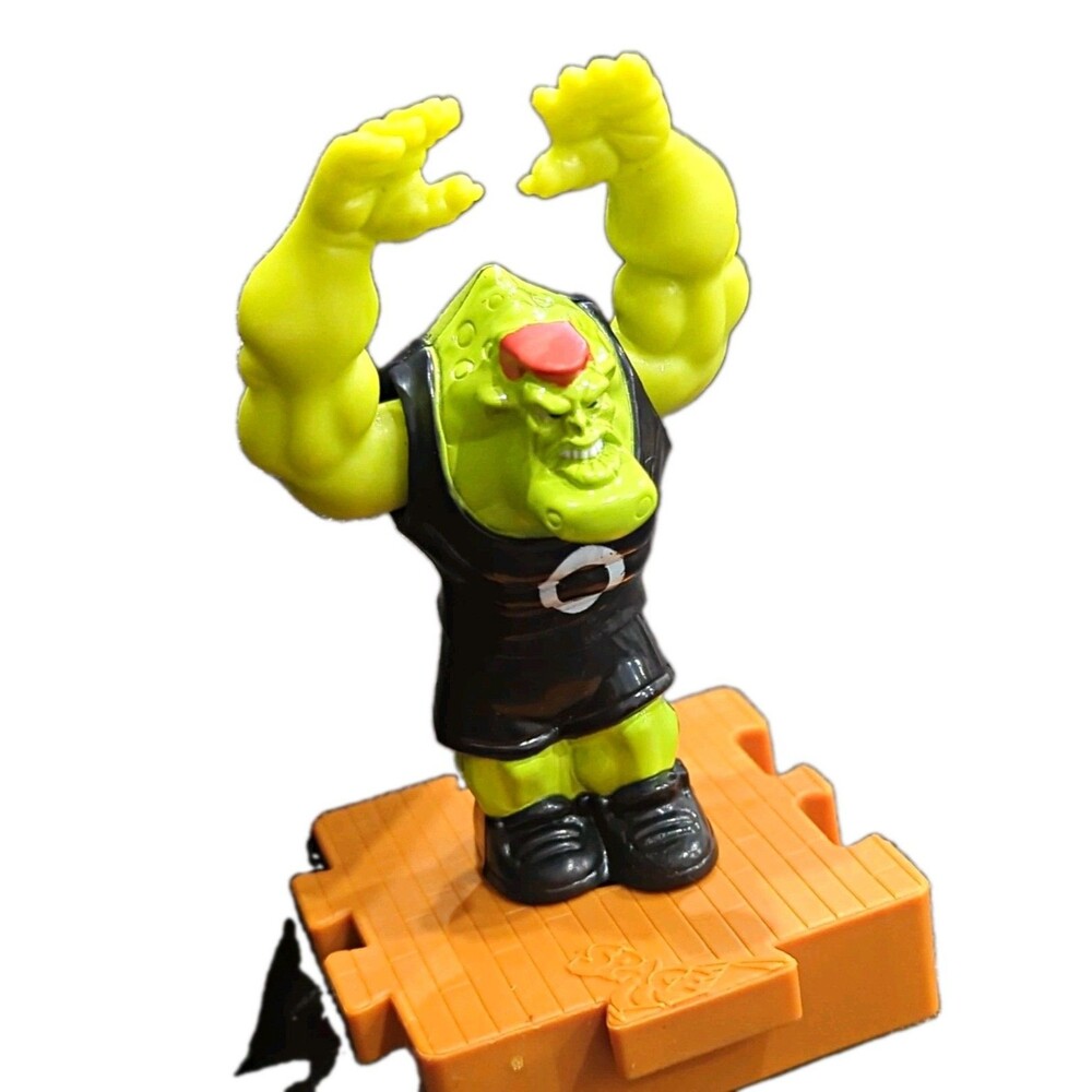 Green & Black Alien Monster Action Figure Plastic w/ Orange Stand Base